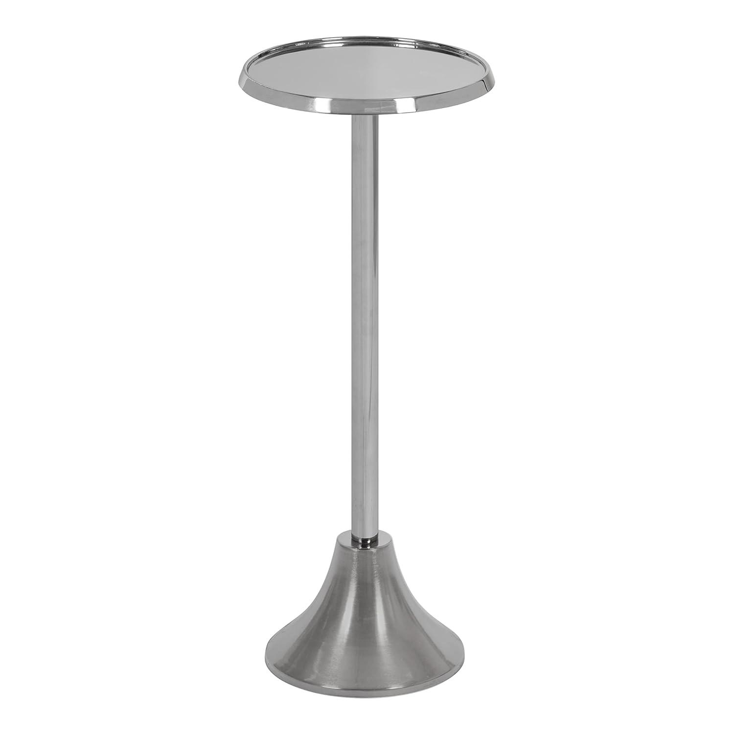 Kate and Laurel Sanzo Round Metal Drink Table, 9x9x23, Silver
