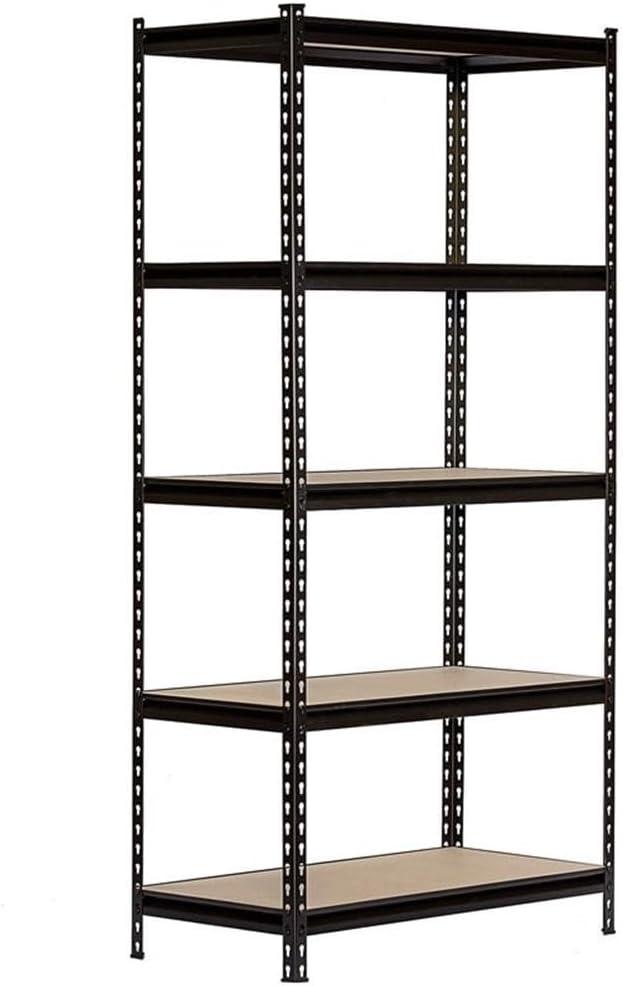 King's Rack 5-Tier Metal Boltless Storage Shelving in Black/Wooden