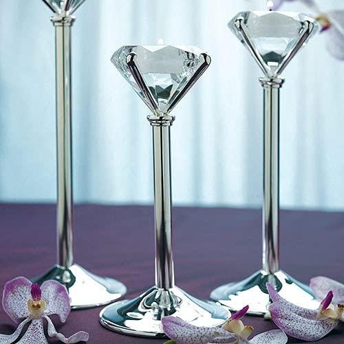 Weddingstar Diamond Shaped Tealight Holders - Silver - Set of 3