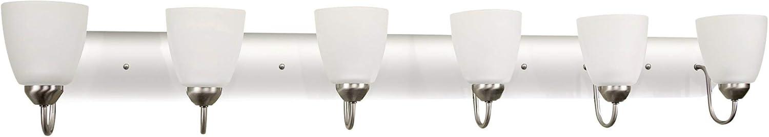 Kira Home Armada 37" 5-Light Over Mirror / Bathroom Light, Frosted Glass Shades, Curved Arms, Brushed Nickel