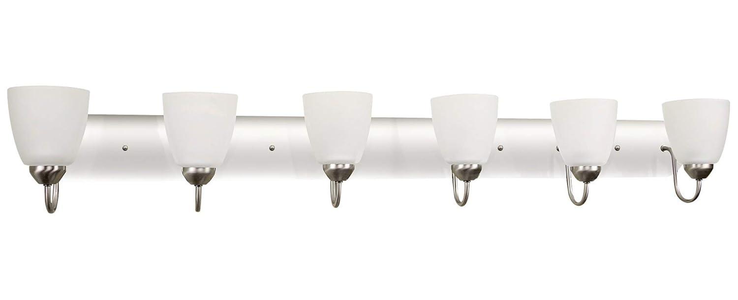 Kira Home Armada 37" 5-Light Over Mirror / Bathroom Light, Frosted Glass Shades, Curved Arms, Brushed Nickel