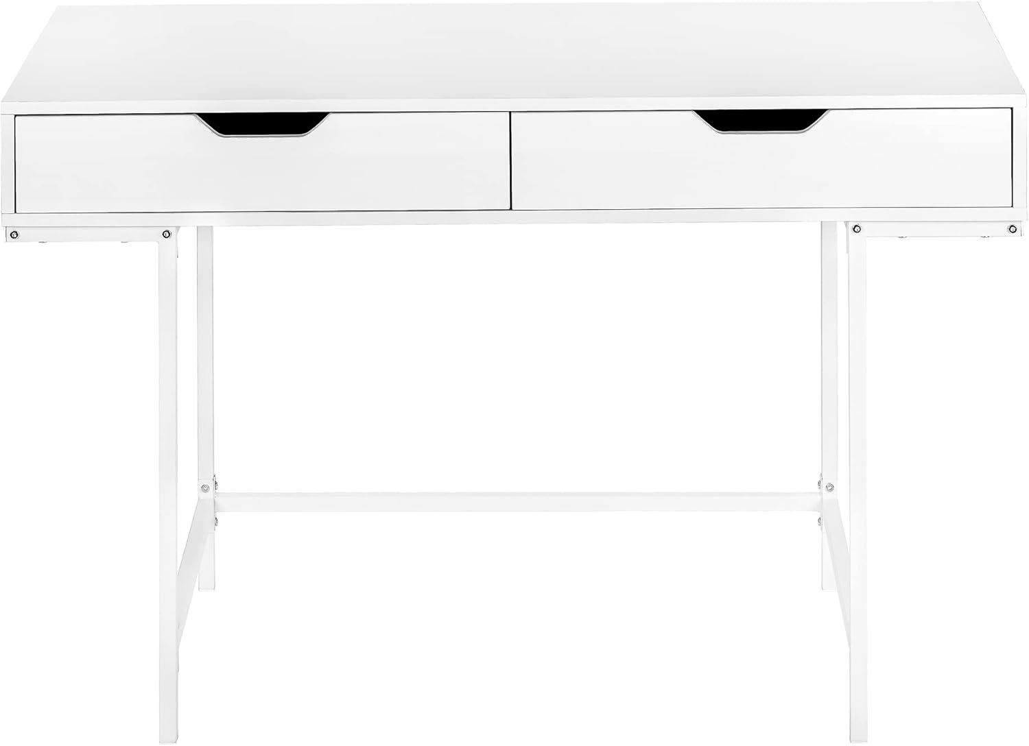 Monarch Specialties Computer Desk Home Office Laptop Storage Drawers 48InchL Work Metal Laminate White Contemporary Modern