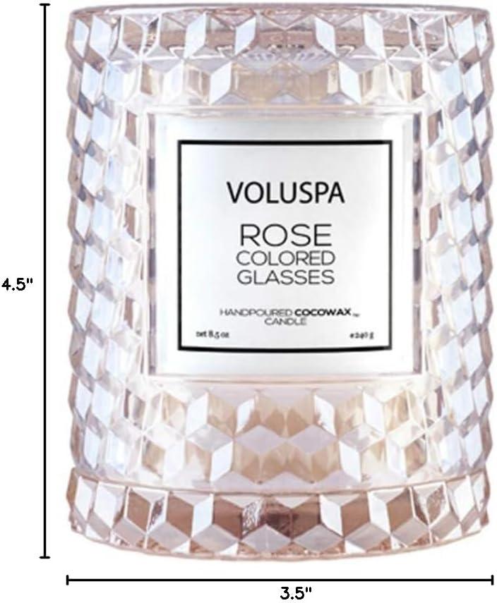 Rose Colored Glasses Textured Glass Candle, 8.5 oz