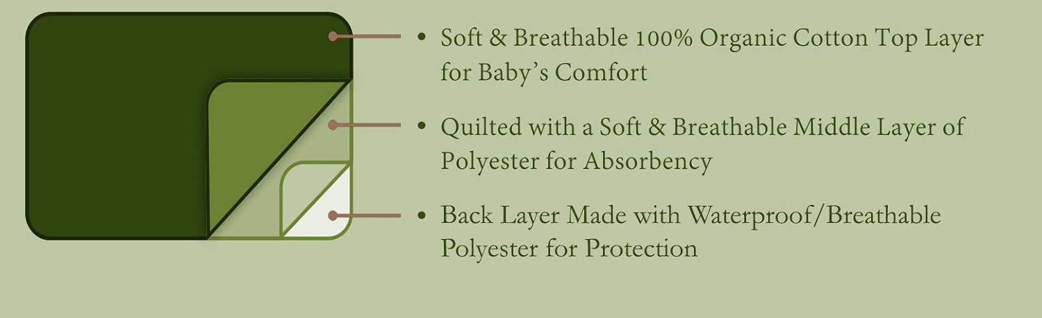 TL Care Waterproof Quilted Playard Changing Table Pads Made with Organic Cotton Top Layer - Natural