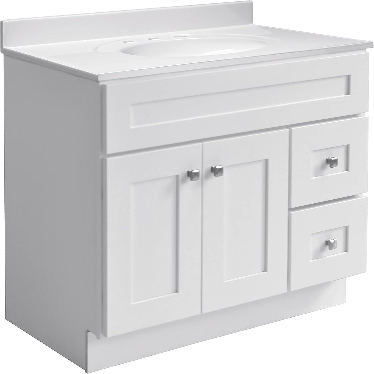 Design House Brookings 36 Inch Bathroom Vanity, Ready to Assemble, Solid Wood, Sherwin Williams – Design House, 587097