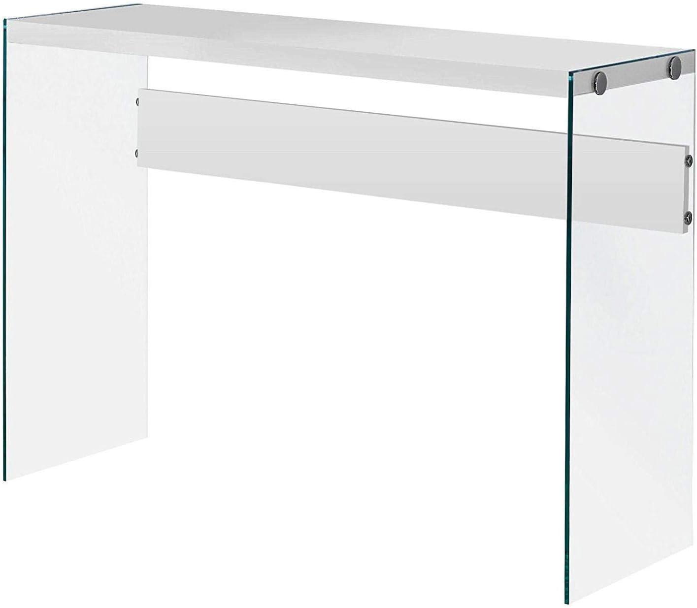 Sophisticated Glossy White and Glass 44" Contemporary Console Table