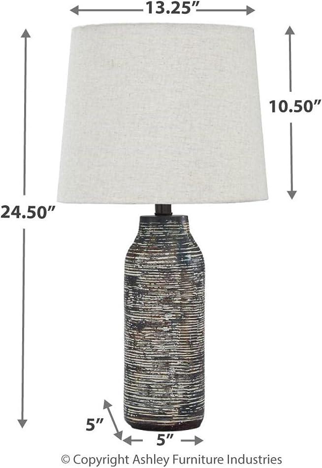 Set of 2 Black and White Paper Table Lamps with 3-Way Switch