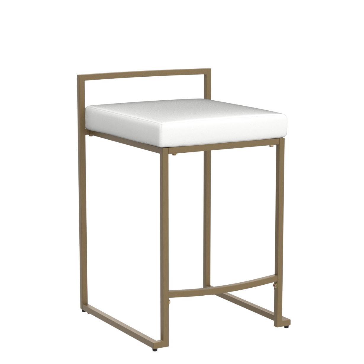 Set of 2 Harlowe Counter Height Barstools Creme - Crosley: Plush Velvet, Steel Frame, 24.25" Seat Height