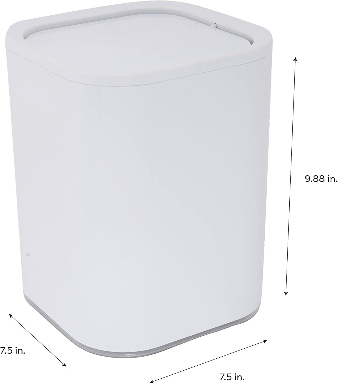 Acrylic Square with Rounded Edges Bathroom Waste Basket White - Bath Bliss