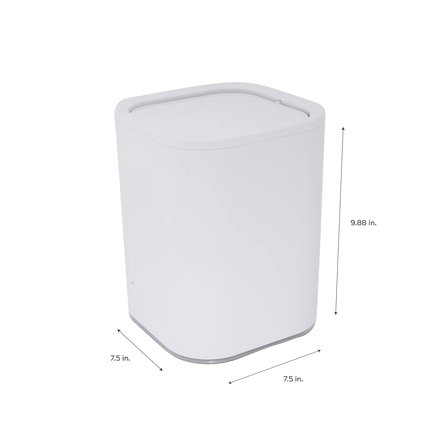 Acrylic Square with Rounded Edges Bathroom Waste Basket White - Bath Bliss