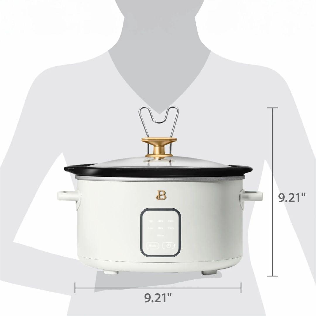 Beautiful 4Qt Slow Cooker with Touch-Activated Display, White Icing by Drew Barrymore