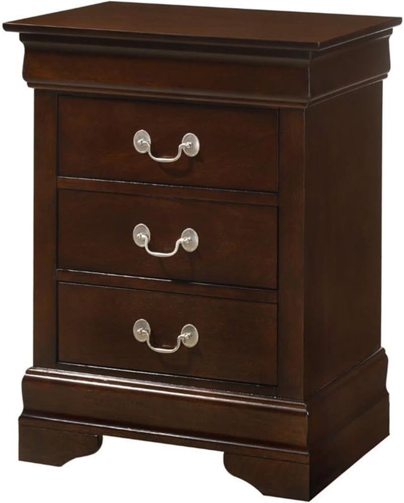 Glory Furniture Louis Phillipe 3 Drawer Nightstand in Cappuccino