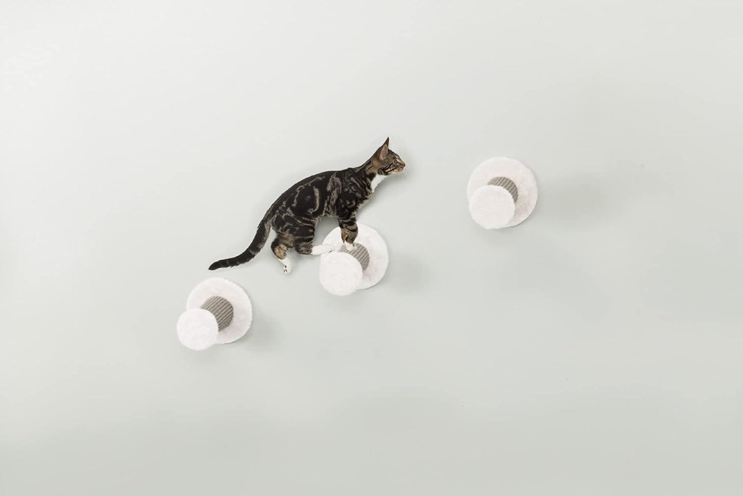 White Sisal Wall Mount Cat Climbing Steps, 3-Piece Set