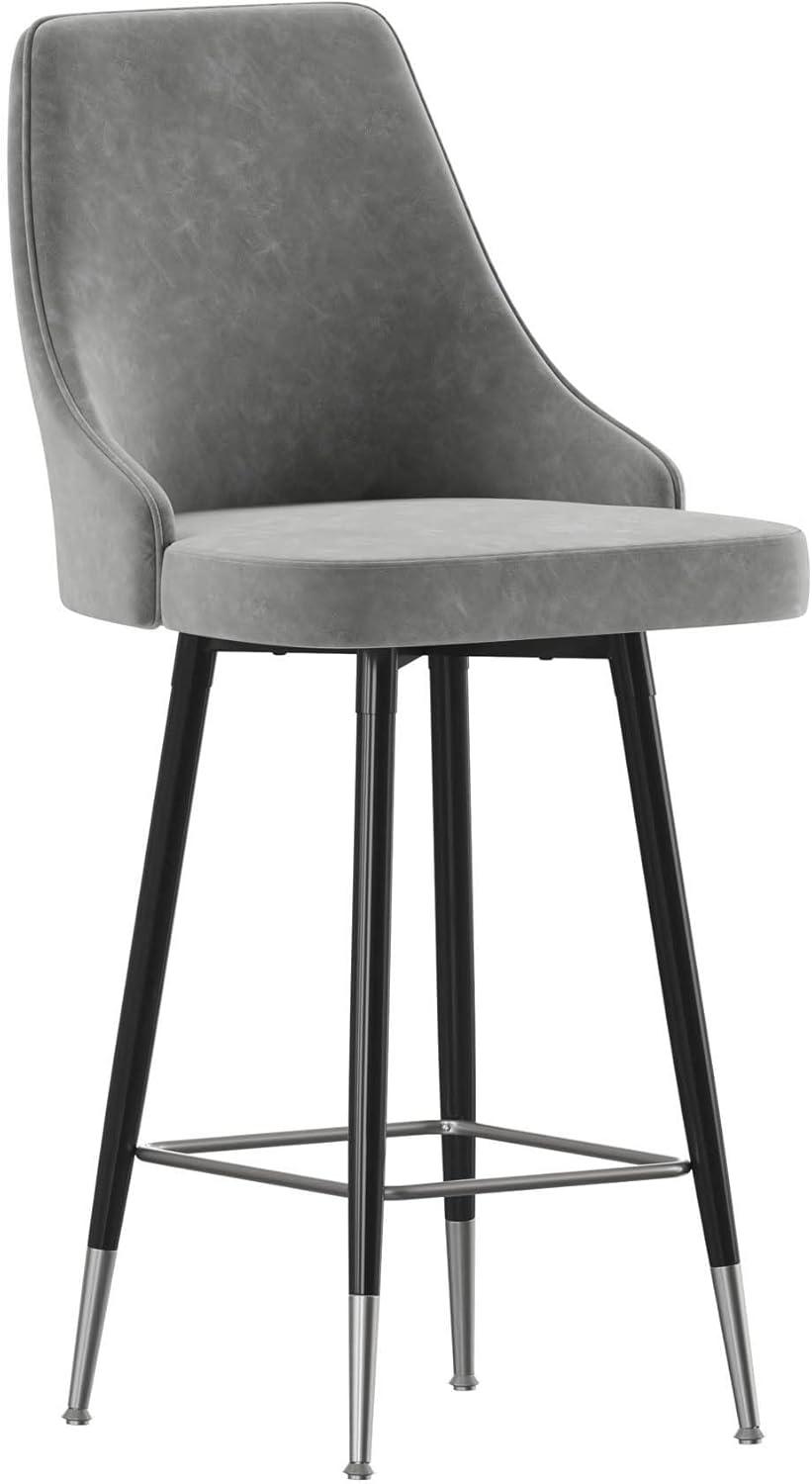 Flash Furniture Commercial Gray LeatherSoft Counter Height Stools with Chrome Accents - 2 Pack