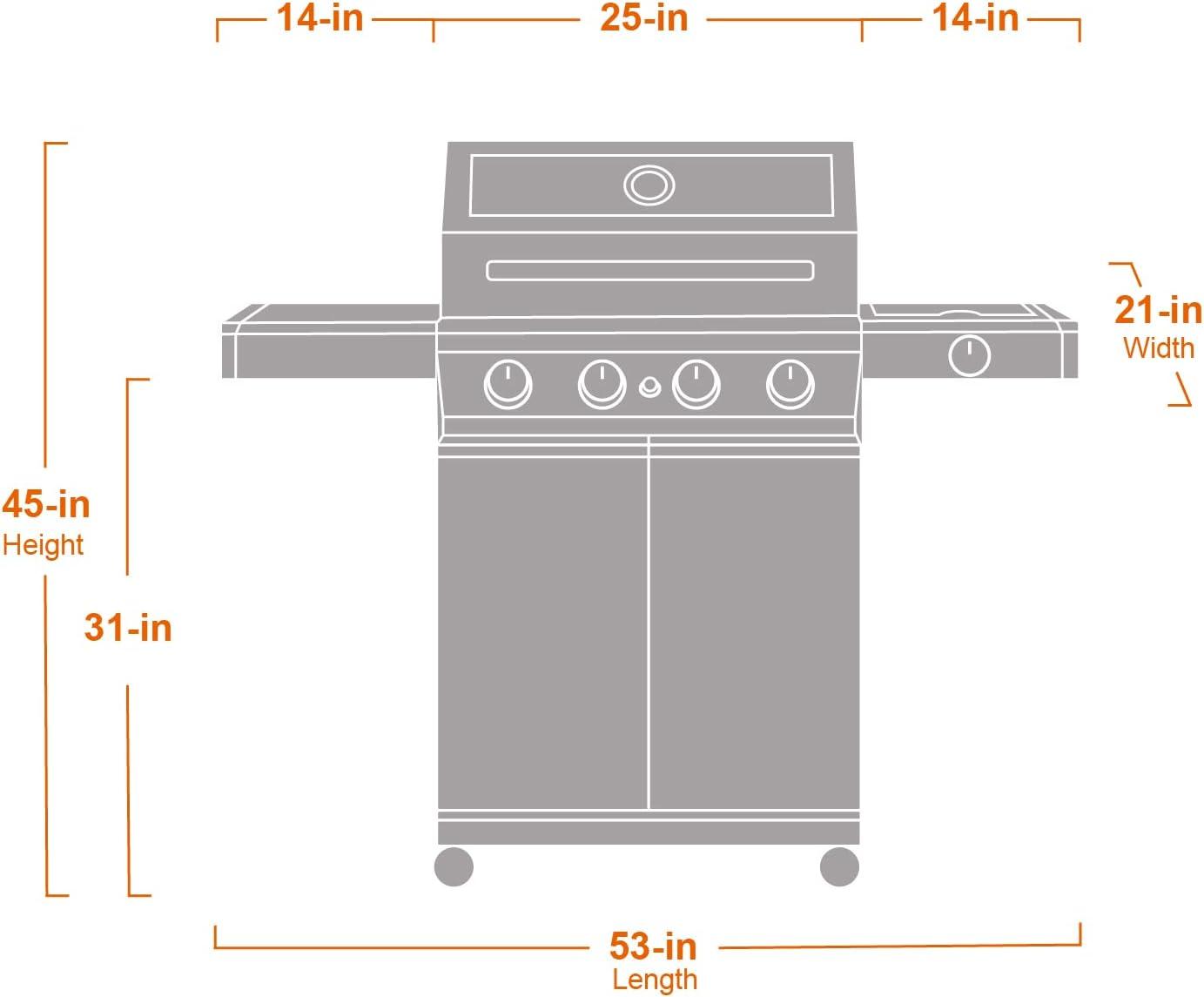 Mesa 400M Stainless Steel 4-Burner Propane Gas Grill with Side Burner