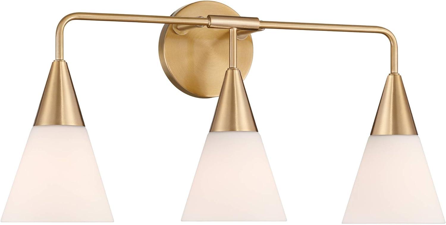 Possini Euro Design Possini Euro Amie 22" 3-Light Warm Brass and Opal Glass Bath Light