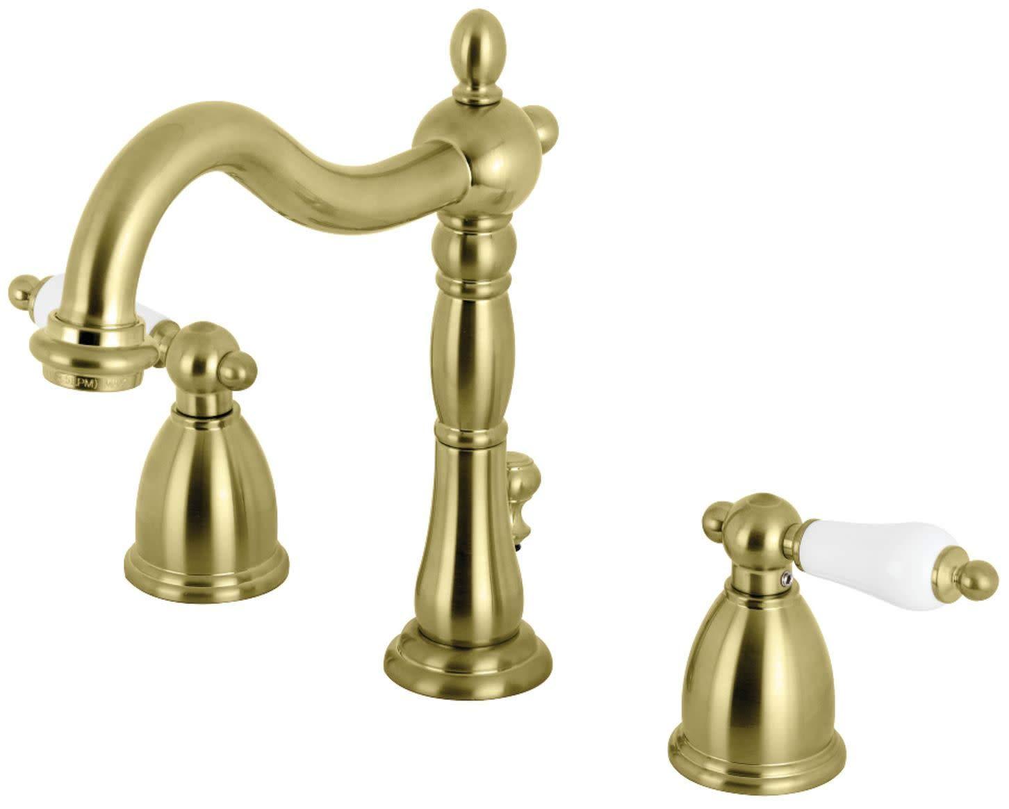 Kingston Brass Kingston Brass Heritage Two-Handle 3-Hole Deck Mount Widespread Bathroom Faucet with Brass Pop-Up Drain KB197PXAC