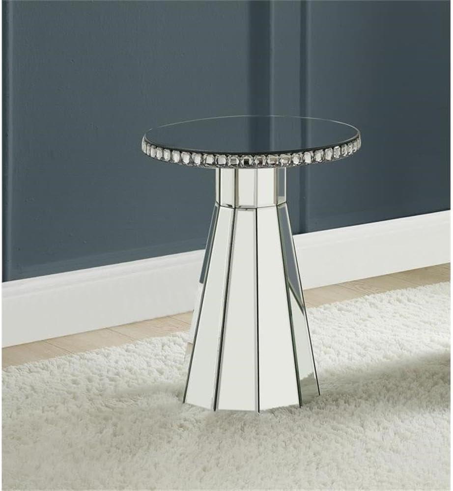 16" Lotus Accent Table Mirroed/Faux crystals Inlay - Acme Furniture