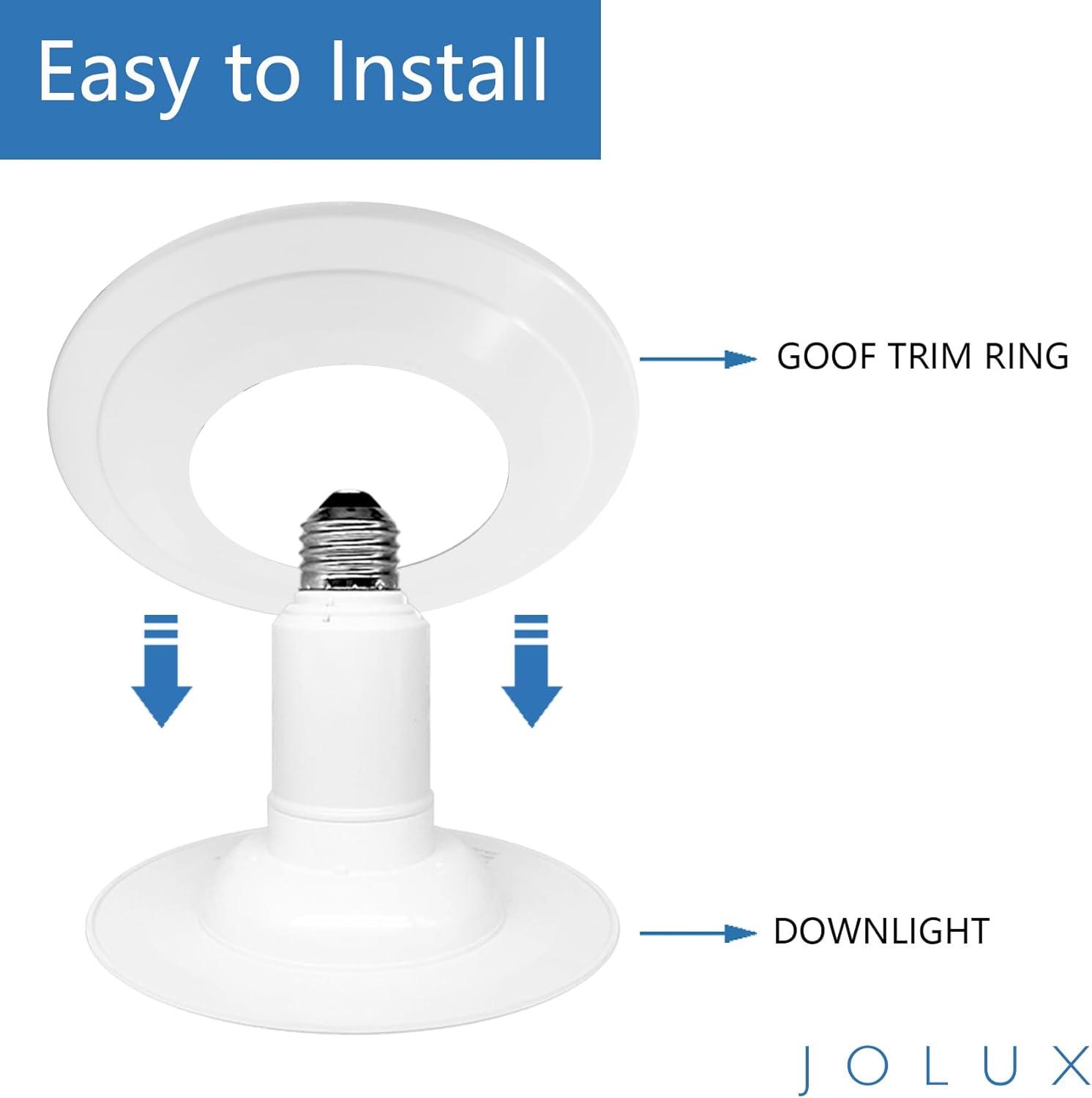 Luxrite 4-Pack White Goof Trim Ring for 5/6 inch Recessed Lights and Ceiling Light Fixtures, Outer Diameter 8 inch, Inner Diameter 6.14 inch