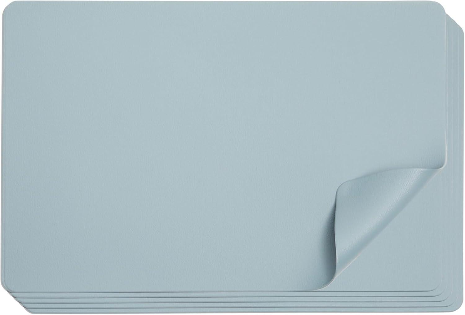 Juvale Set of 6 Blue Faux Leather Placemats for Dining Table, 17.75 x 11.75 Inches - Durable, Stylish, and Easy to Clean
