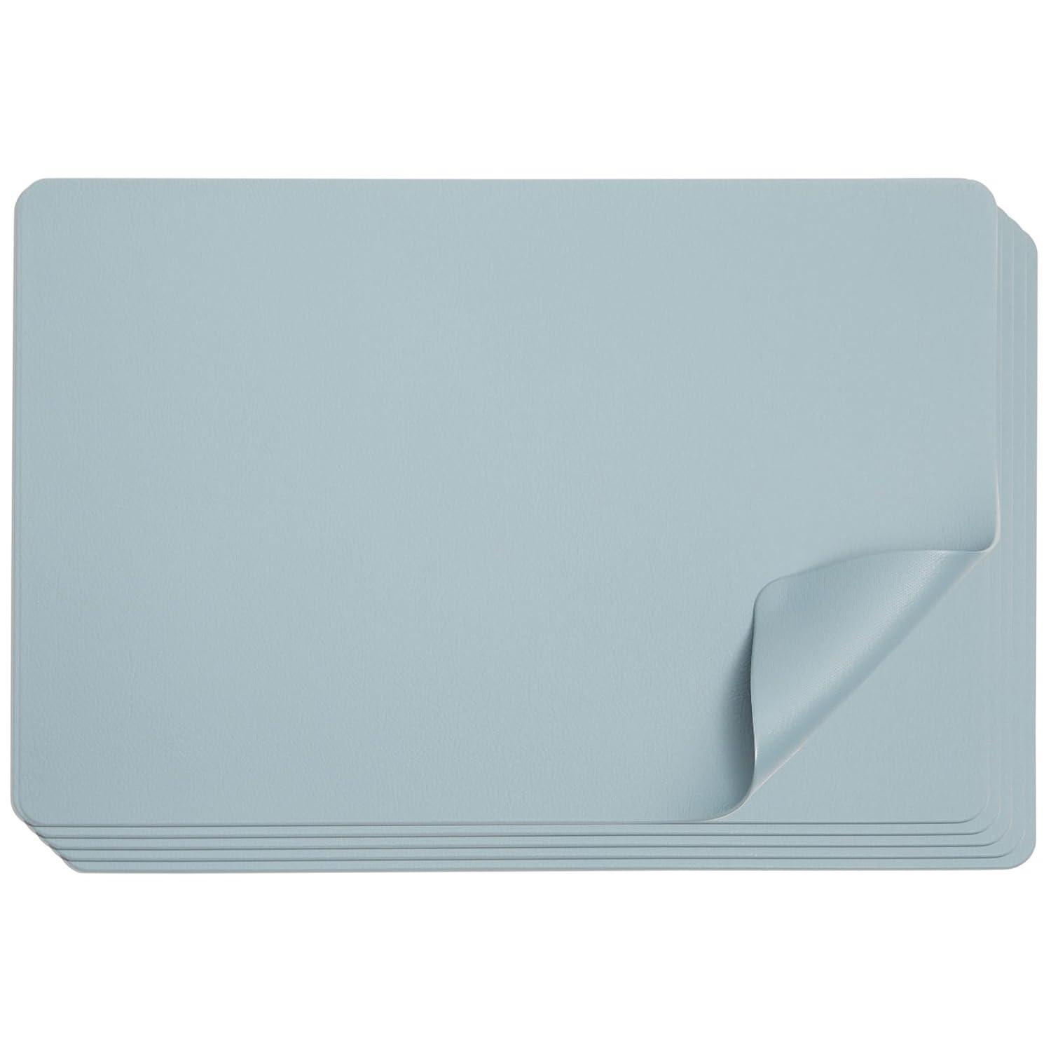 Juvale Set of 6 Blue Faux Leather Placemats for Dining Table, 17.75 x 11.75 Inches - Durable, Stylish, and Easy to Clean