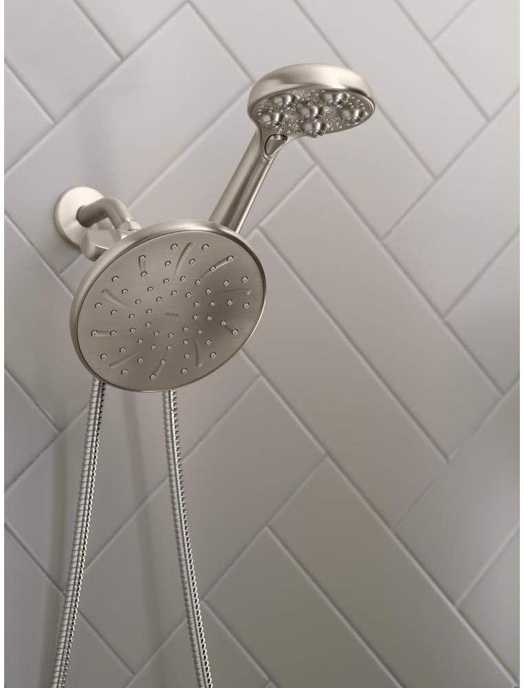 HydroRoller Nickel Dual Handheld and Rain Shower Head