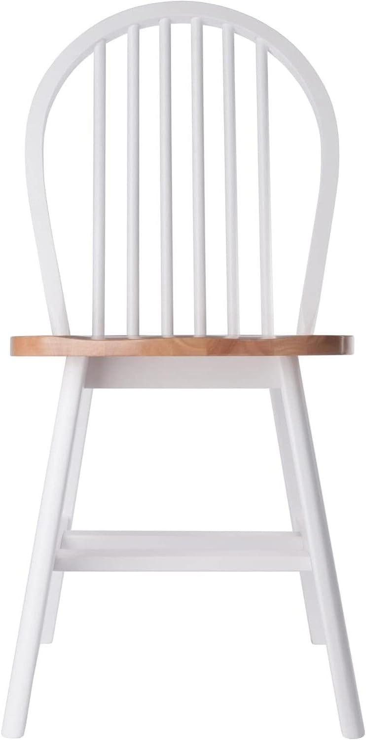 Winsome 2pc Windsor Chair Set Natural/White : Wood Frame, Spot Clean, Transitional Style, No Tools Assembly