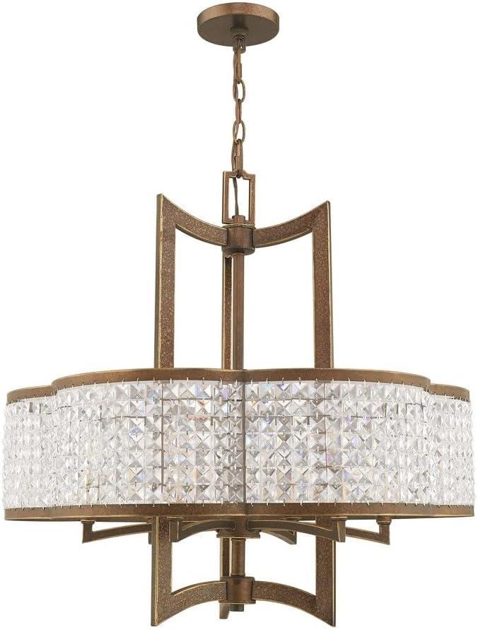 Palacial Bronze 6-Light Chandelier with Clear Crystal Shade