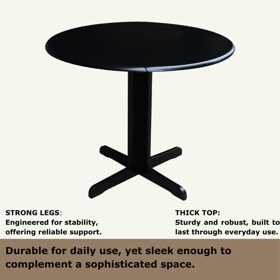 36" Dual Dining Drop Leaf Dining Table Black - International Concepts