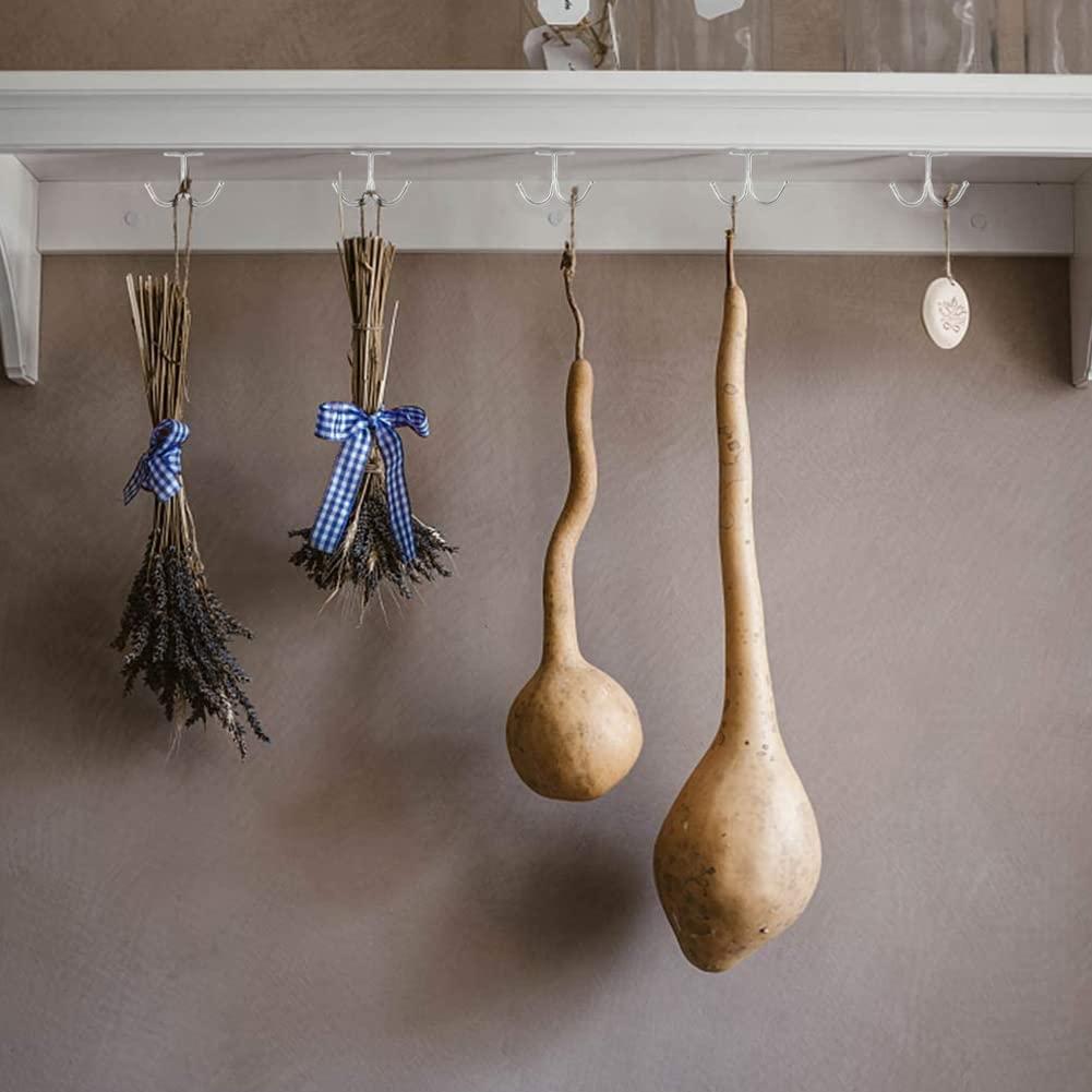 10 Pcs Double Prong Ceiling Hook, Under Cabinet Hooks, Heavy Duty Hook Under Wardrobe Organizer for Hanging Home Office Kitchen Utensils Keys Towel Bags Towel Cup, Garden Plant Hanger Hooks