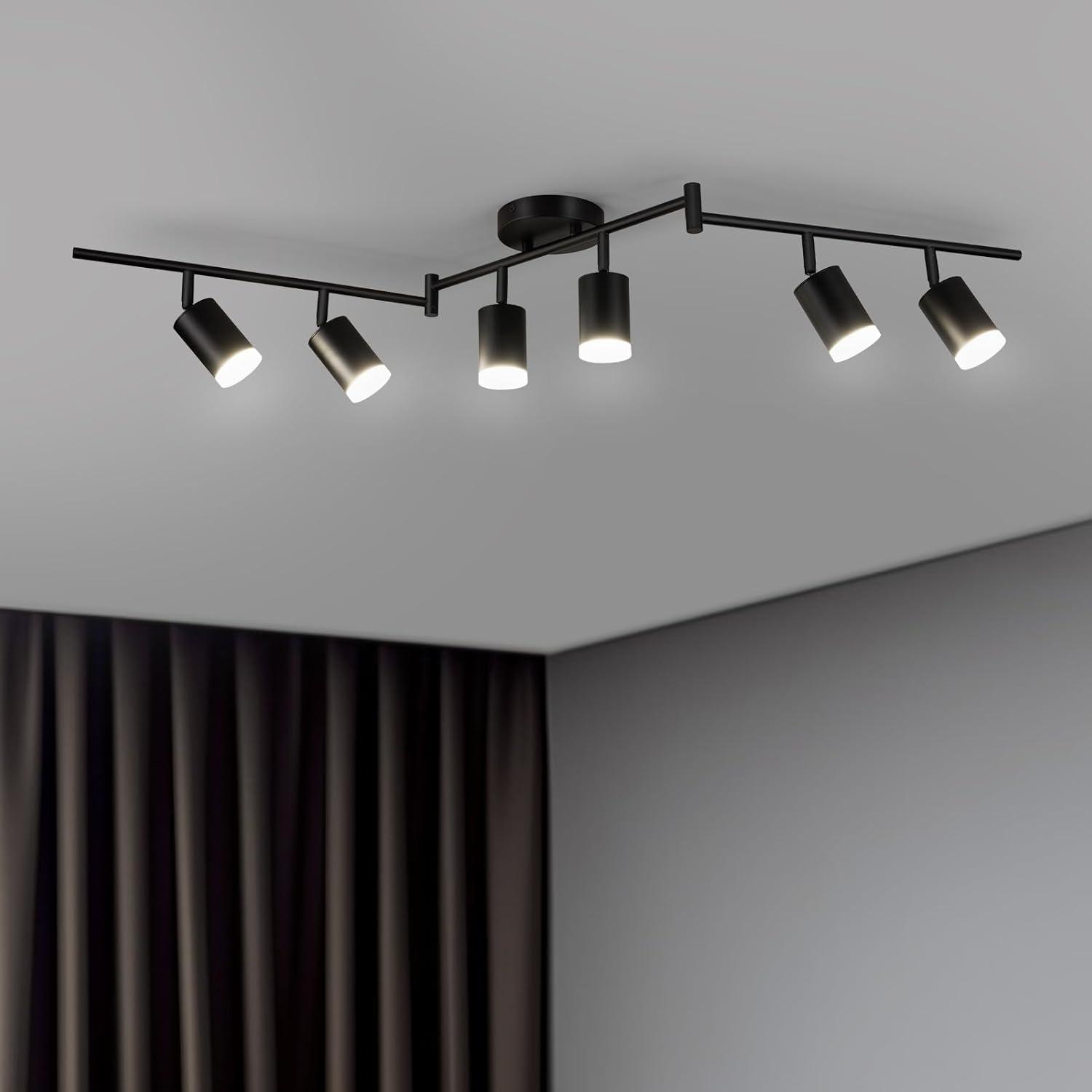 Modern Black Aluminum 6-Light Adjustable Track Lighting Kit