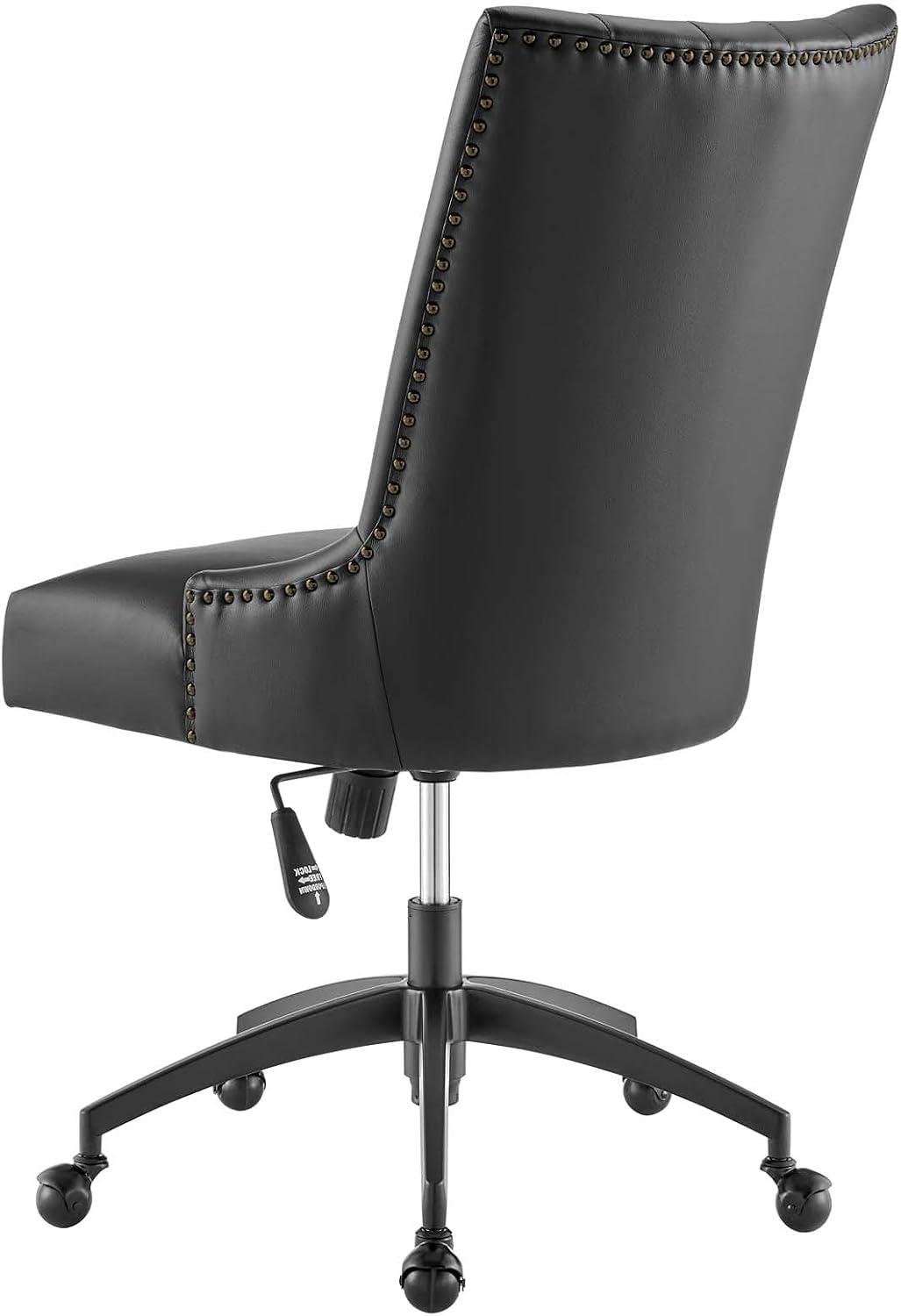 Modway Empower Channel Tufted Vegan Leather Office Chair Black: Metal Frame, Adjustable Height, Modern Style