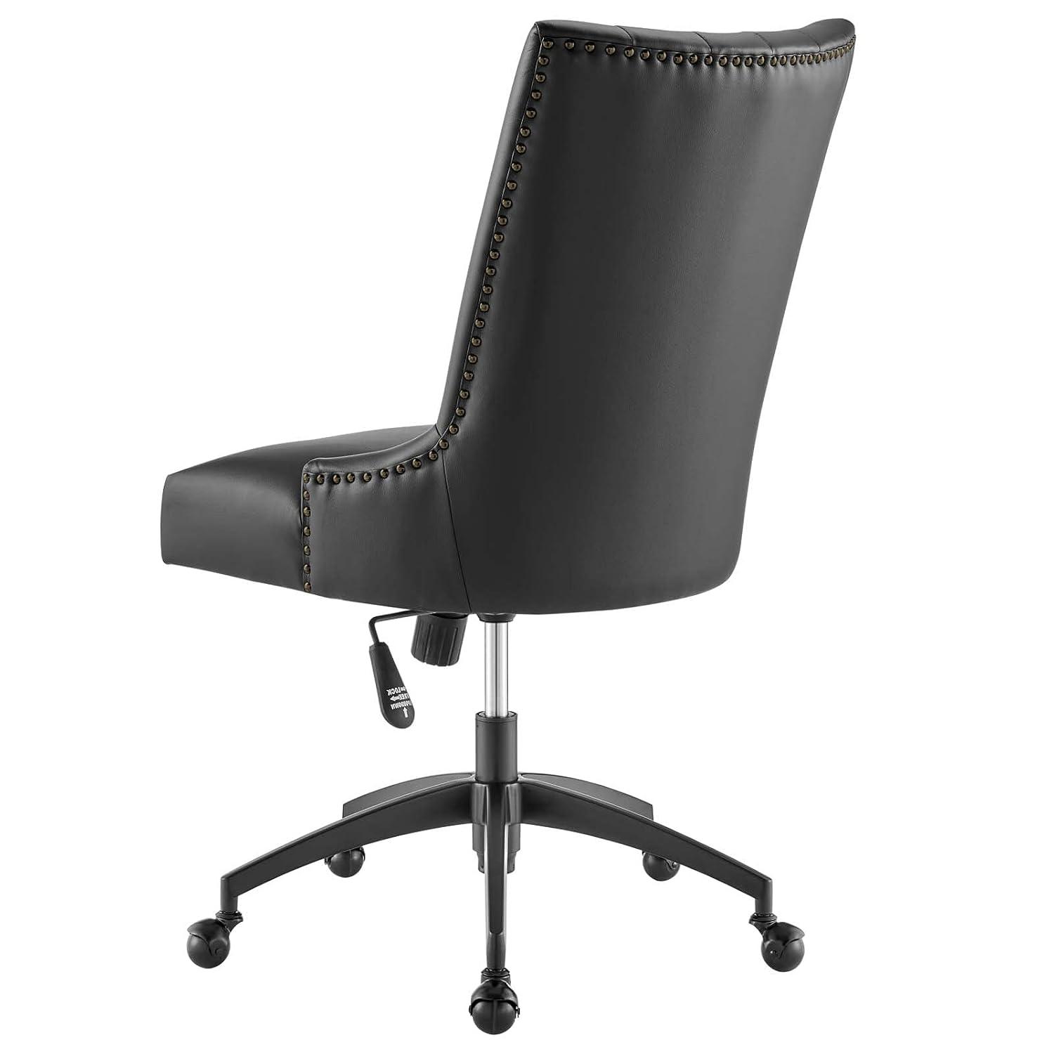 Modway Empower Channel Tufted Vegan Leather Office Chair Black: Metal Frame, Adjustable Height, Modern Style