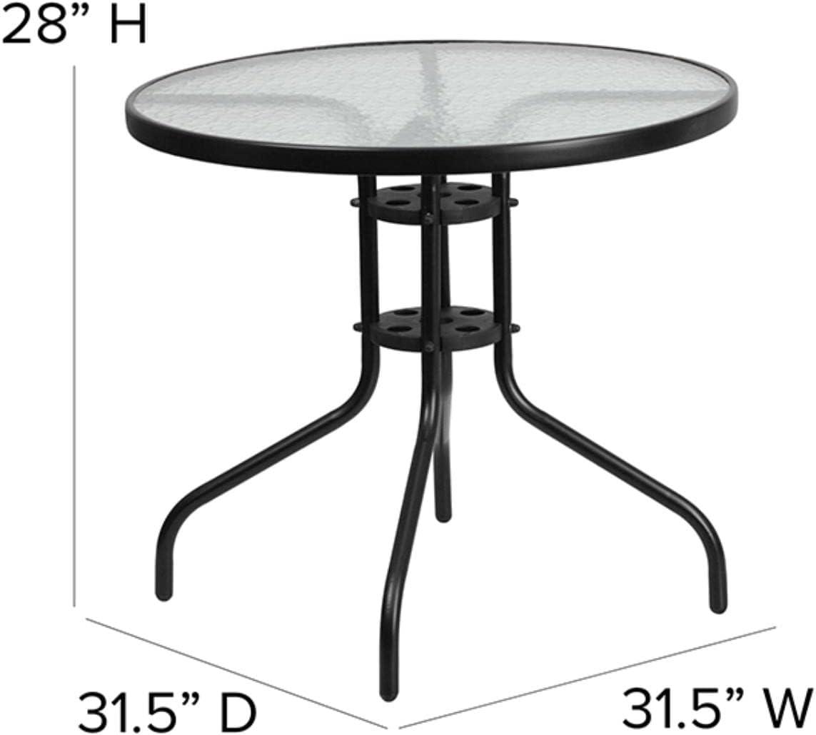 Flash Furniture 31.5'' Round Tempered Glass Metal Table