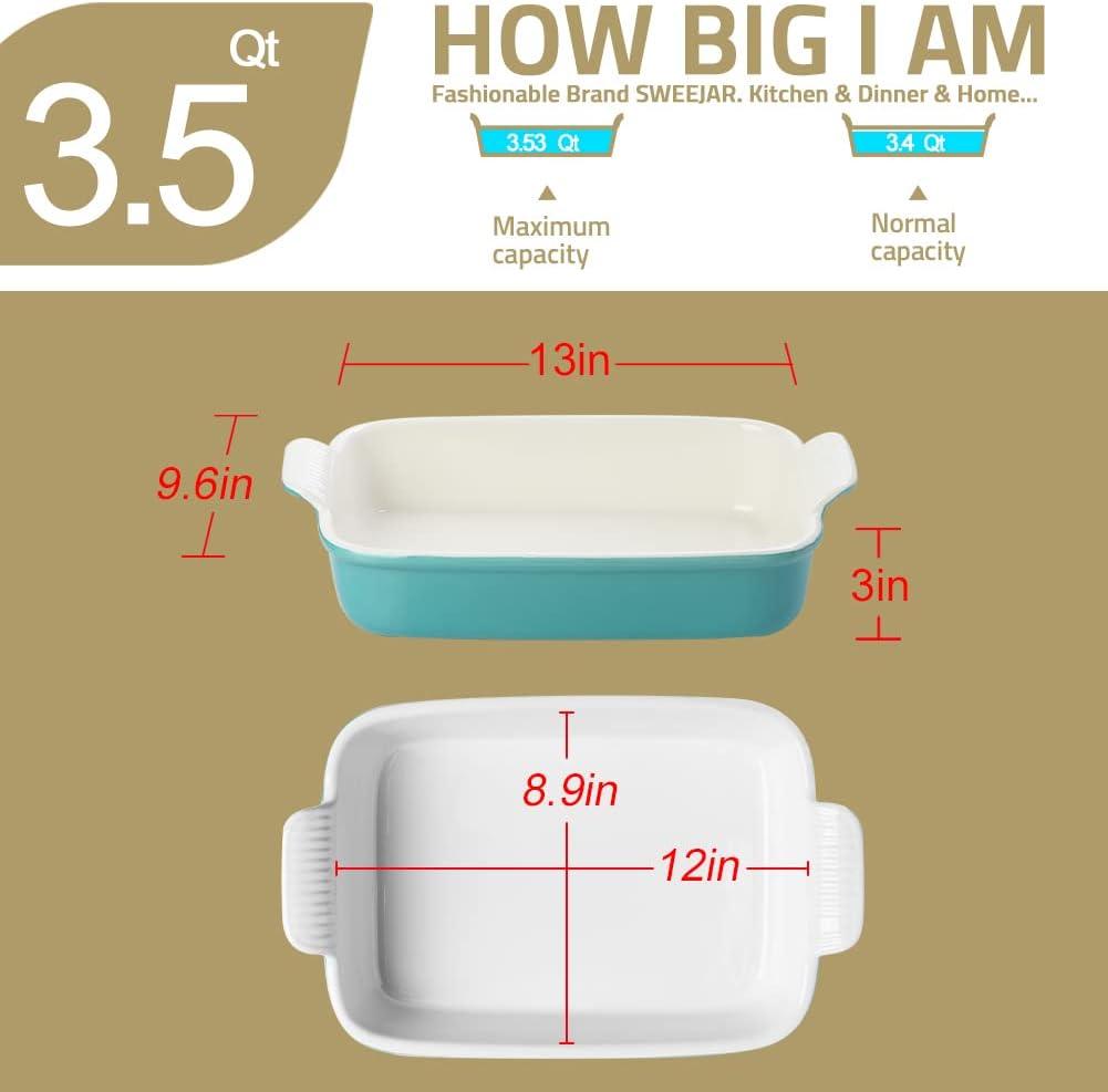 Sweejar Porcelain Baking Dish, Rectangular Bakeware Lasagna Pan, Casserole Dish for Daily Use, 13*9.6 inch ,Red