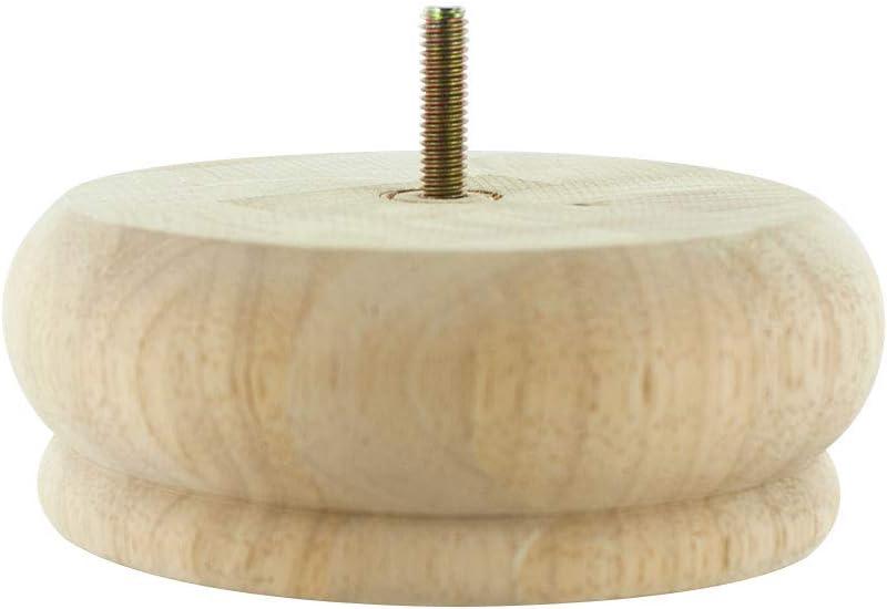 2-1/2in H x 4-1/2in Dia Unfinished Solid Hardwood Bun Foot Leg