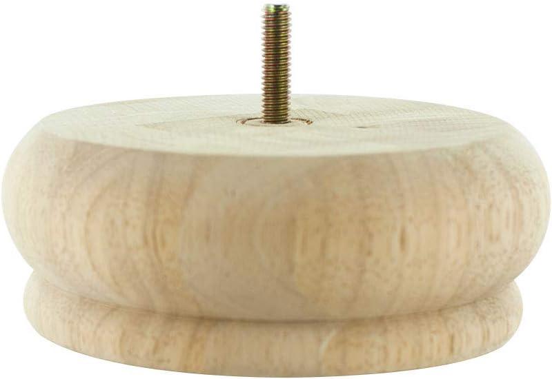 Unfinished Solid Hardwood Round Bun Foot with Bolt