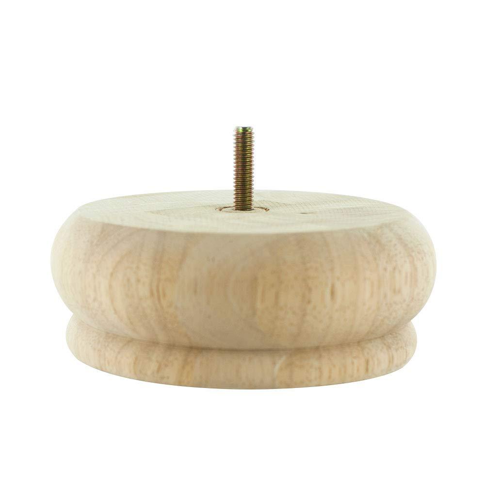 2-1/2in H x 4-1/2in Dia Unfinished Solid Hardwood Bun Foot Leg