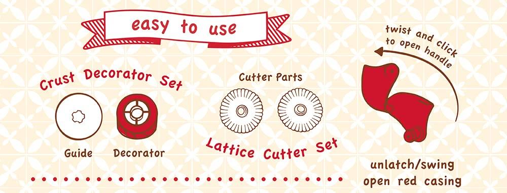 Talisman Designs Pastry Wheels Pie Crust Decorator & Cutter Set, Red