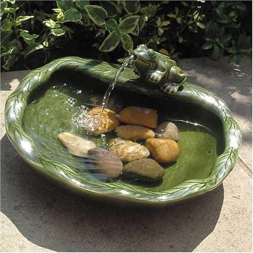 Smart Solar 7" Ceramic Frog Solar Spitter Fountain