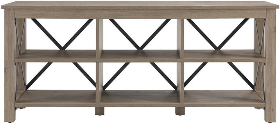 Evelyn&Zoe Sawyer Rectangular TV Stand for TV's up to 75", Gray Oak