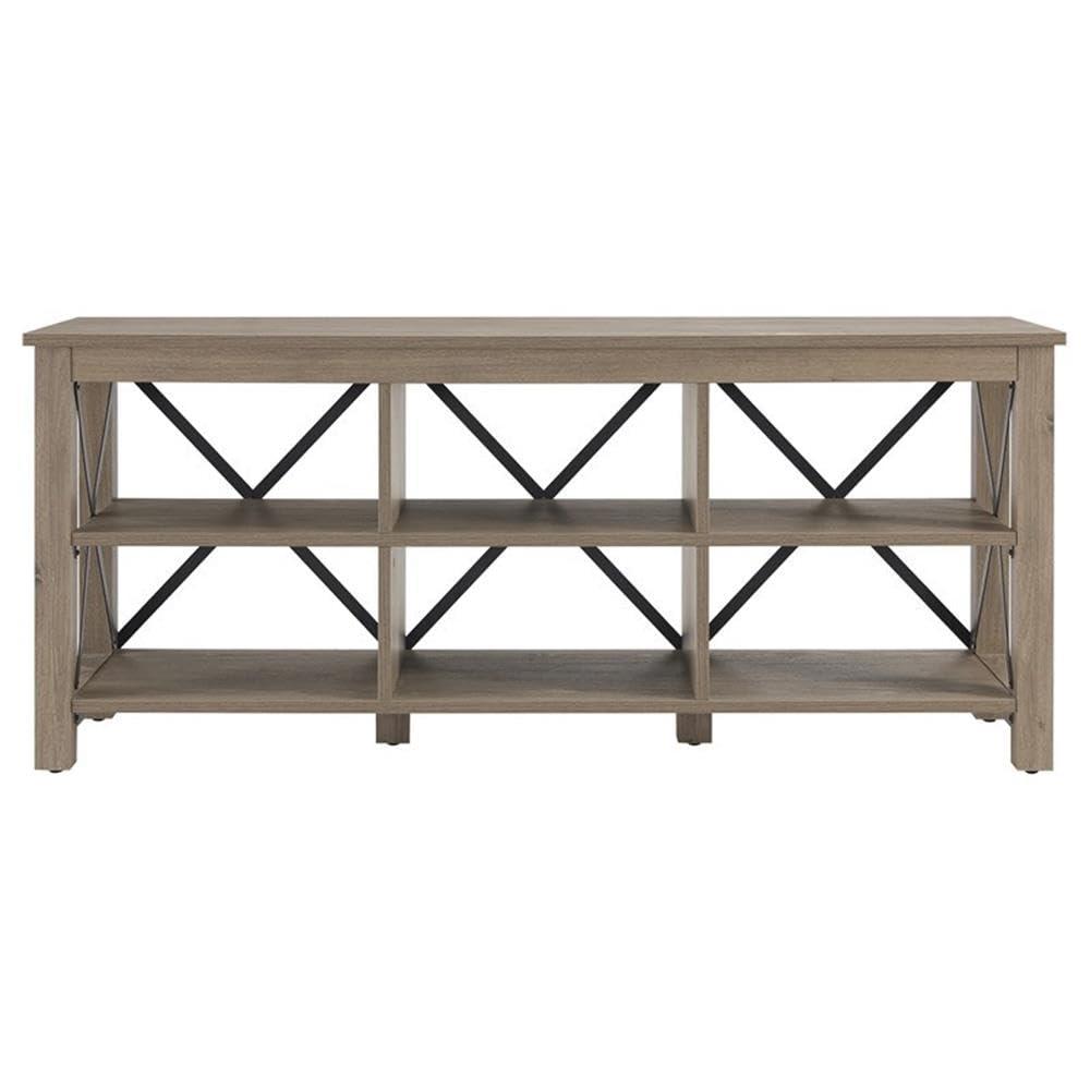 Evelyn&Zoe Sawyer Rectangular TV Stand for TV's up to 65" in Antiqued Gray Oak