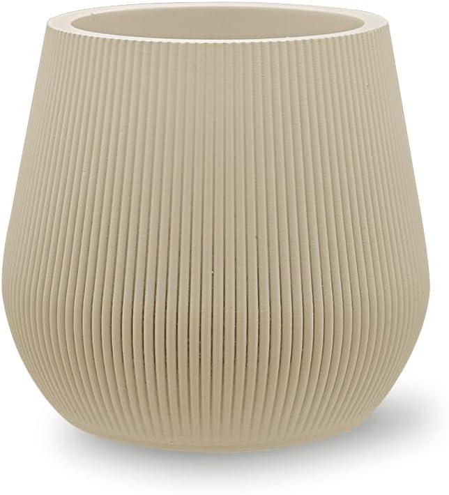 Koyal Wholesale 4" Desert Tan Ribbed Short Vases for Flowers, Fluted Flower Vase, Small Boho Vase, Mid Century Modern