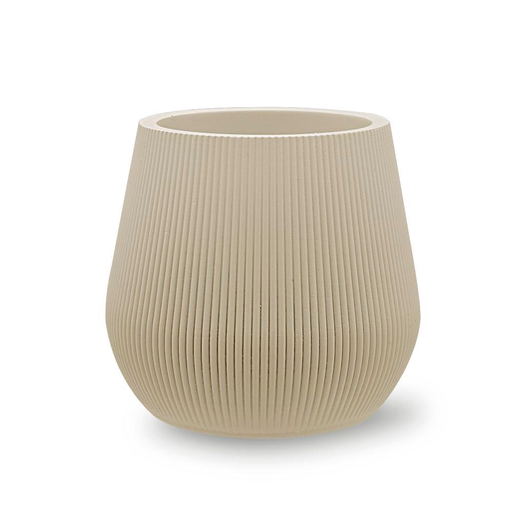 Koyal Wholesale 4" Desert Tan Ribbed Short Vases for Flowers, Fluted Flower Vase, Small Boho Vase, Mid Century Modern