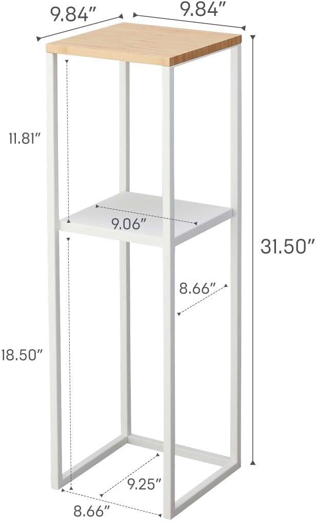 Yamazaki Home Two-Tier Display and Storage Shelf, White, Steel + Wood