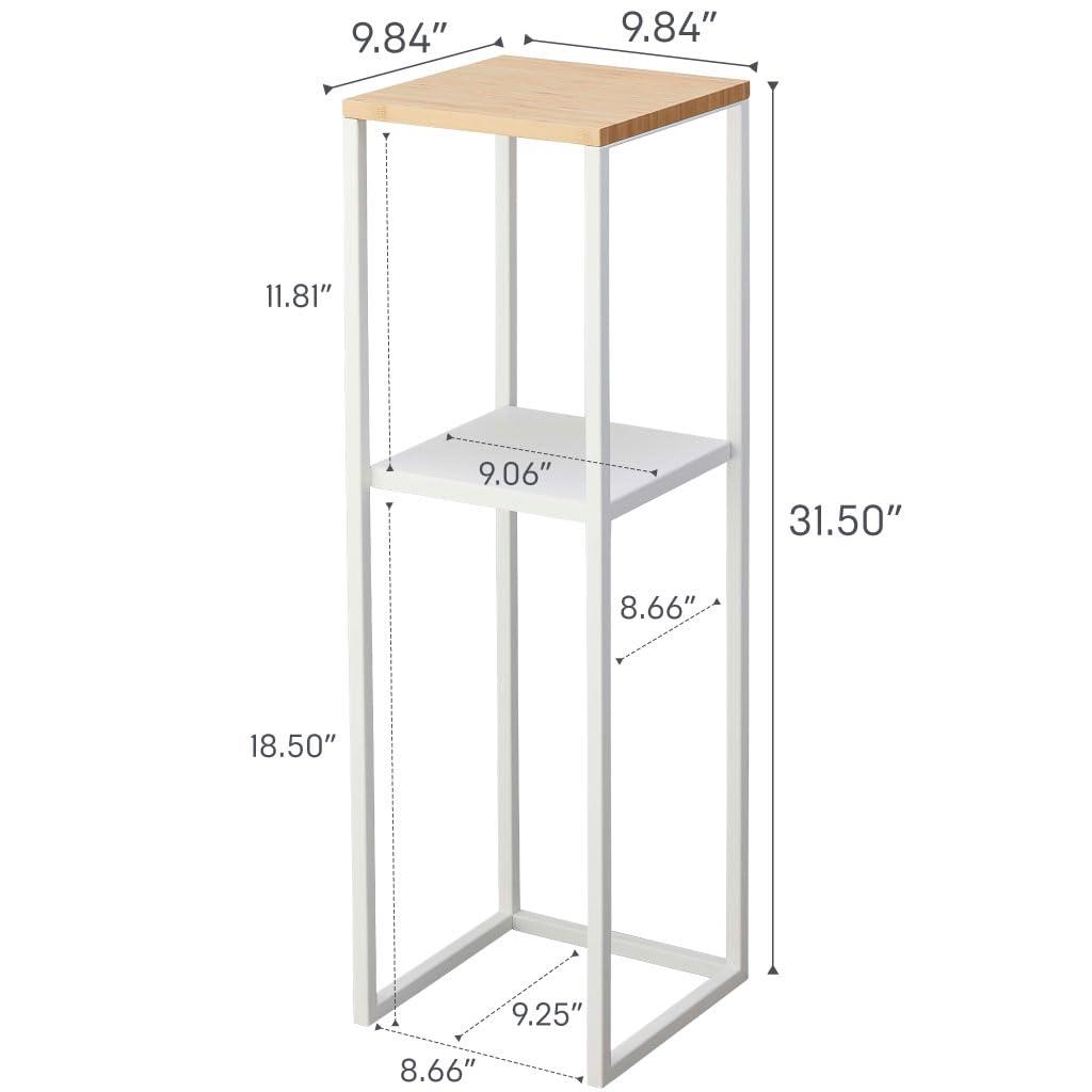 Yamazaki Home Two-Tier Display and Storage Shelf, White, Steel + Wood