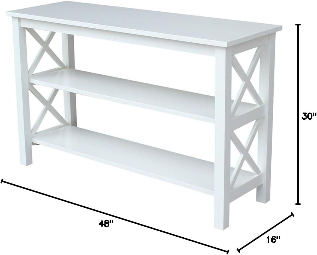 Hampton Console Table White - International Concepts: Hardwood Entryway Table with Fixed Shelves