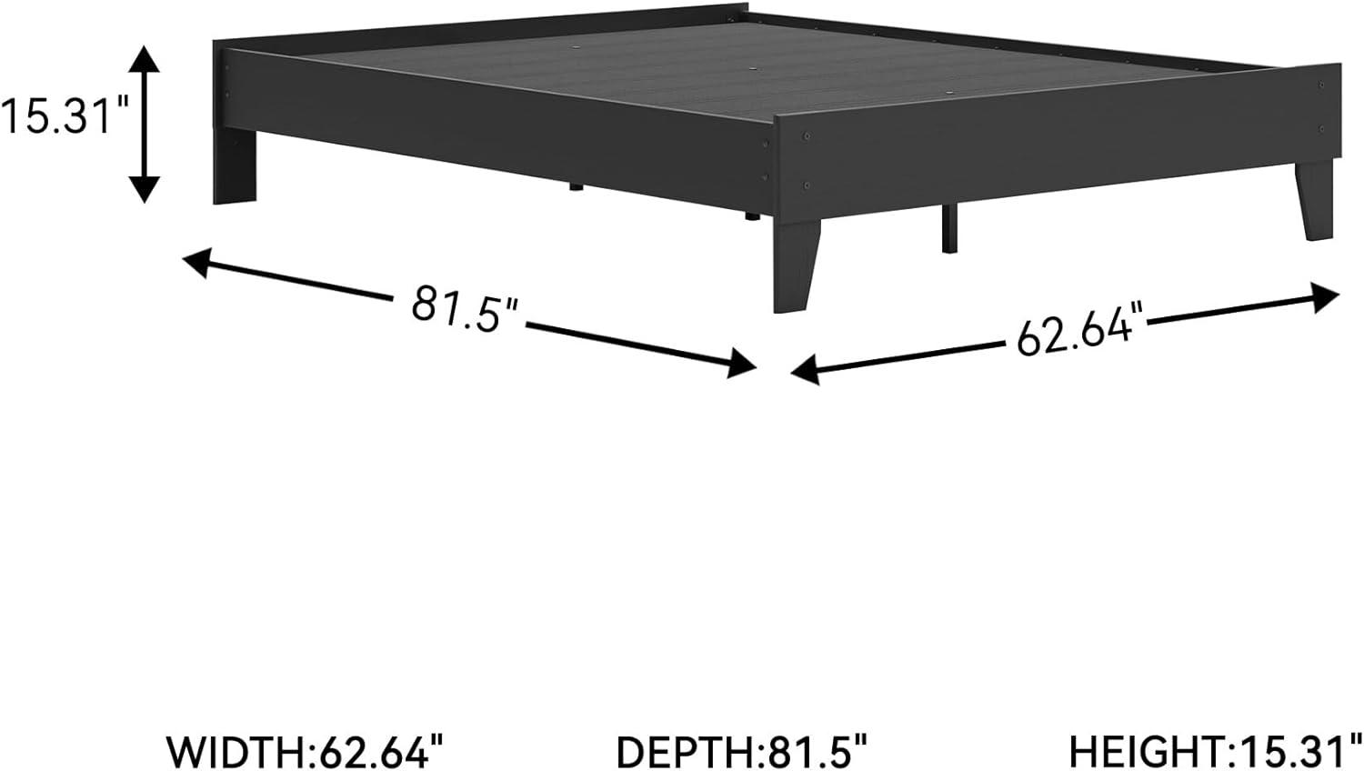 Signature Design by Ashley Queen Piperton Platform Bed Black: Modern Style, MDF Frame, No Box Spring Needed