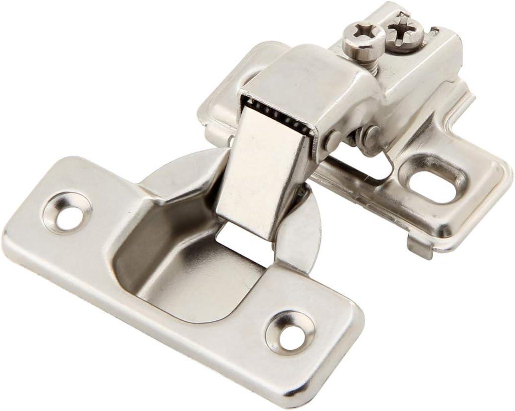 Steel Nickel Plated Self Closing Compact Cabinet Hinges, 10 Pack