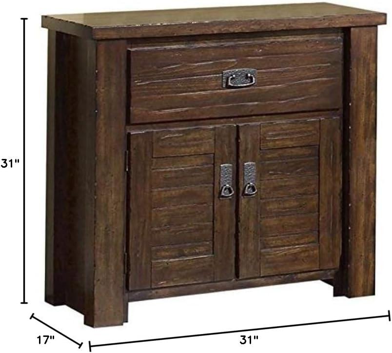 Progressive Furniture Trestlewood Wood Nightstand in Mesquite Pine Brown